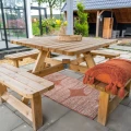 Picknicktafel Vierkant, 40 mm dik, bladmaat 115 x 115 cm, groen geïmpregneerd.