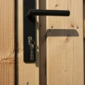 RVS luxe deurbeslagset zwart gecoat. SKG keurmerk met slotkast, cilinder, slot en duimen.