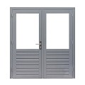 Hardhouten dubbele 1-ruits deur Prestige met dubbelglas, 202 x 221 cm, grijs gegrond.