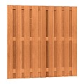 Hardhouten geschaafd plankenscherm 20-planks 14mm, recht verticaal, 180 x 180 cm, betonsysteem.