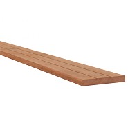 Hardhouten met v-groeven geprofileerd dekdeel, 2,8 x 19 x 365 cm.