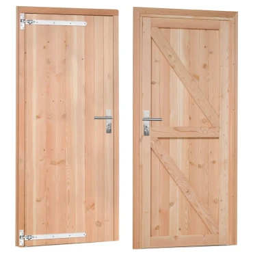 Douglas enkele dichte deur inclusief kozijn, linksdraaiend, 90 x 201 cm, onbehandeld.