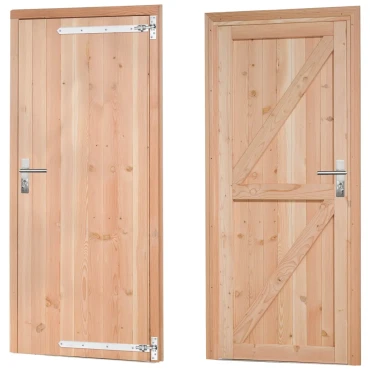 Douglas enkele dichte deur inclusief kozijn, rechtsdraaiend, 90 x 201 cm, onbehandeld.