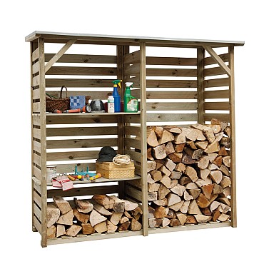 Haardhoutberging Twin 176 x 190 x 60 cm (HxBxD), groen geïmpregneerd.