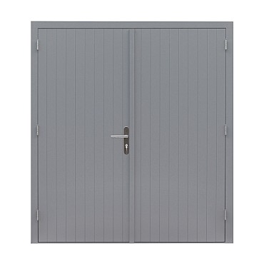 Hardhouten dubbele dichte deur Prestige, 202 x 221 cm, grijs gegrond.