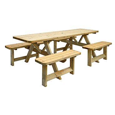 Picknicktafel Family, bladmaat 70 x 240 cm, groen geïmpregneerd.