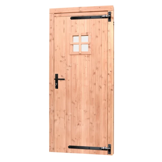 Douglas enkele 1-ruits deur inclusief kozijn, rechtsdraaiend, 90 x 201 cm, kleurloos geïmpregneerd.