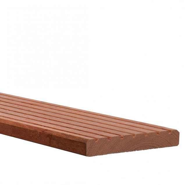 Hardhouten enkelzijdig geprofileerd dekdeel, 2,5 x 14,5 x 395 cm.