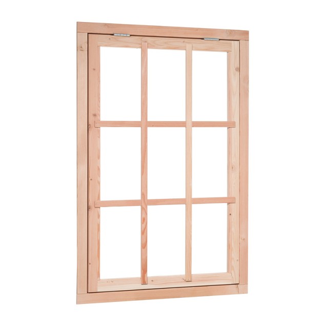 Douglas 9-ruits uitzetraam, 91 x 136 cm, onbehandeld.