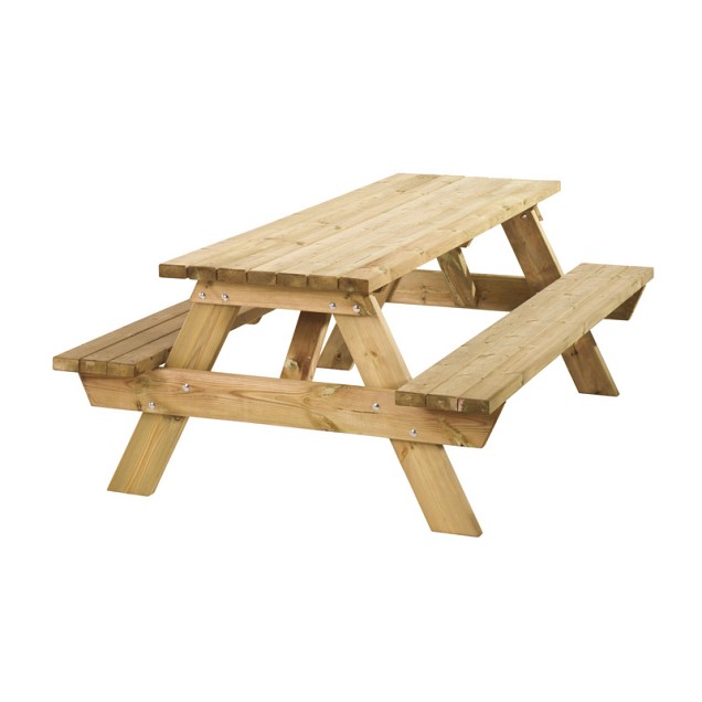 Picknicktafel Bobito, 42 mm dik, bladmaat 220 x 71 cm, groen geïmpregneerd.