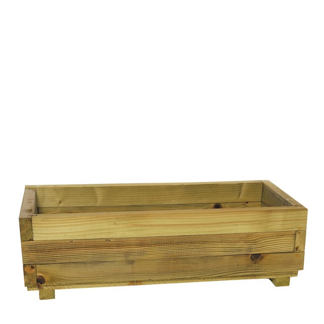 Bloembak rechthoek 25 x 82 x 34 cm (HxBxD), groen geïmpregneerd.