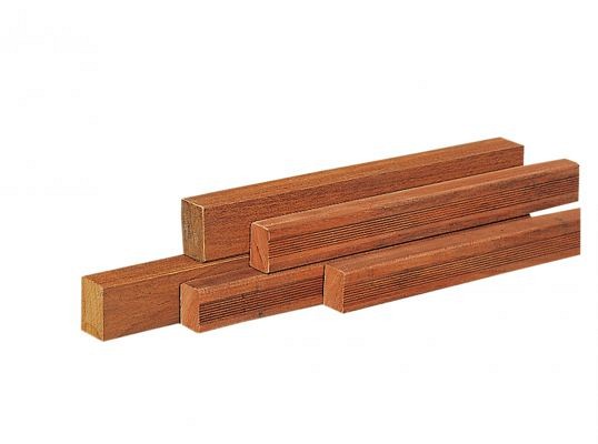 Azobe Hardhouten regel, 4-zijdig glad geschaafd 4,5 x 7,0 x 300 cm.